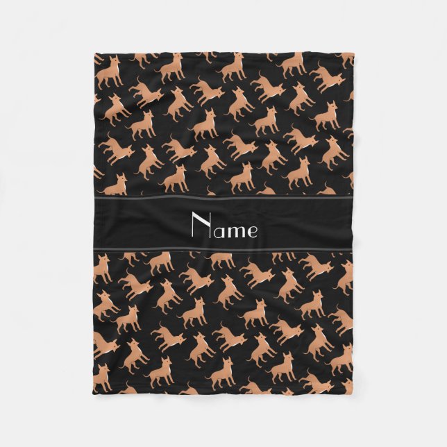 Personalized name black chihuahua dogs fleece blanket (Front)