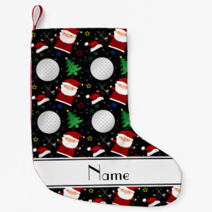 Personalized name black christmas golfing small christmas stocking