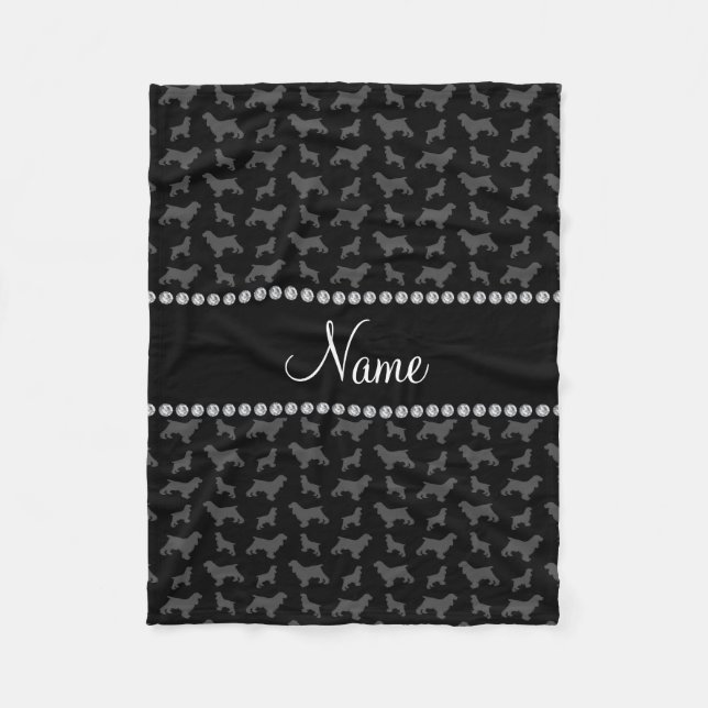Personalized name black cocker spaniel fleece blanket (Front)