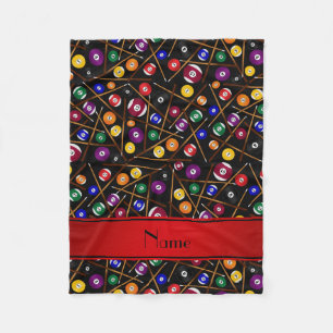 Personalized name black colourful pool pattern fleece blanket