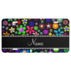 Personalized name black colourful retro flowers