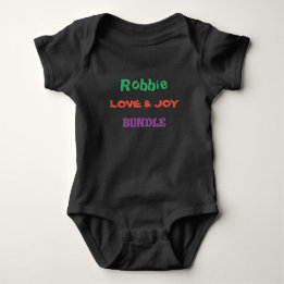 Personalized Name, Black, Cute Fun Colourful Scrip Baby Bodysuit