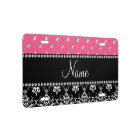 Personalized name black damask pink diamonds