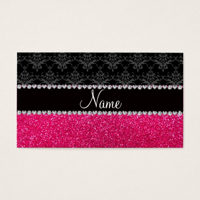 Personalized name black damask pink glitter (Front)