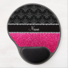 Personalized name black damask pink glitter