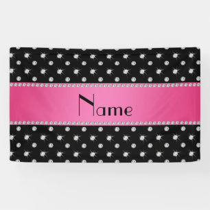 Personalized name black diamonds pink stripe banner