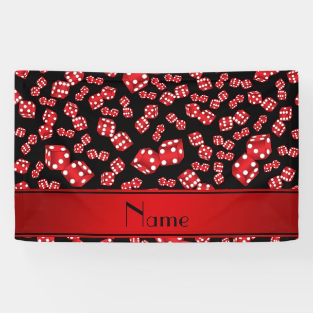 Personalized name black dice pattern banner (Horizontal)