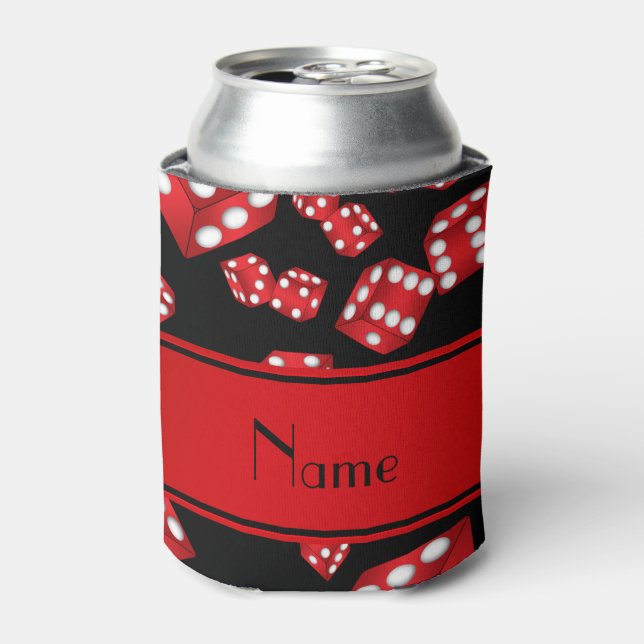 Personalized name black dice pattern can cooler (Can Front)