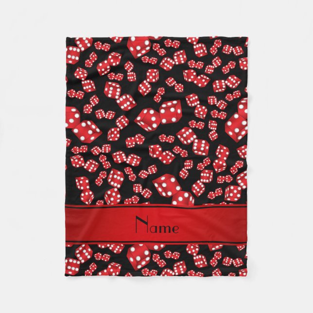 Personalized name black dice pattern fleece blanket (Front)