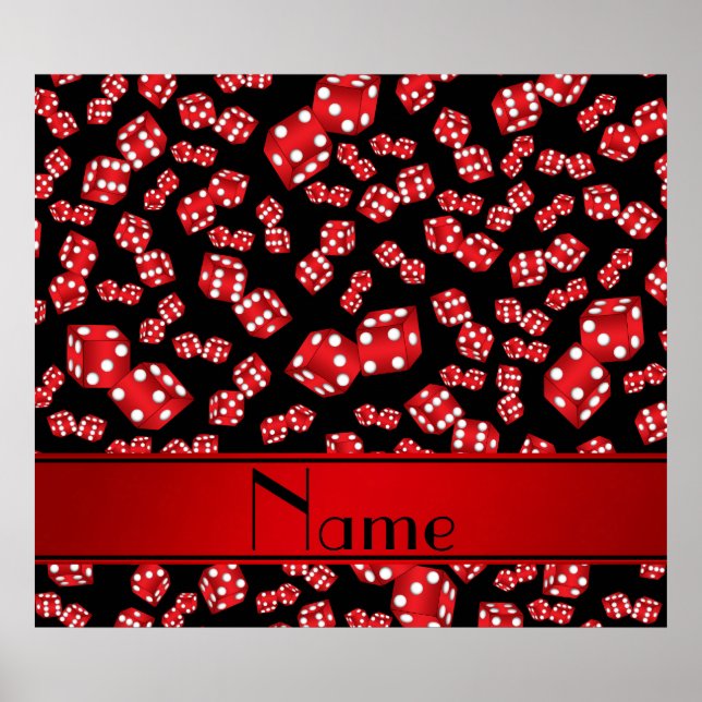 Personalized name black dice pattern poster (Front)