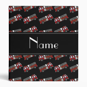 Personalized name black firetrucks binder