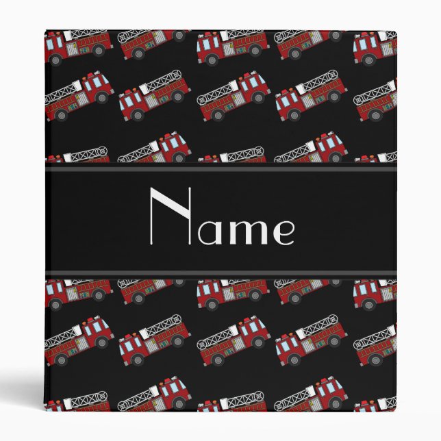 Personalized name black firetrucks binder (Front)