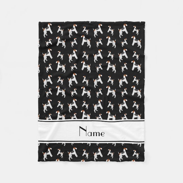 Personalized name black fox terrier dogs fleece blanket (Front)