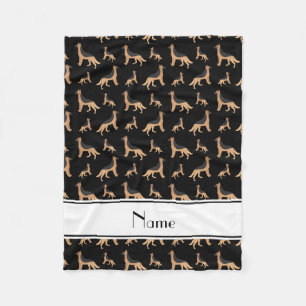 Personalized name black German Shepherd dogs Fleece Blanket