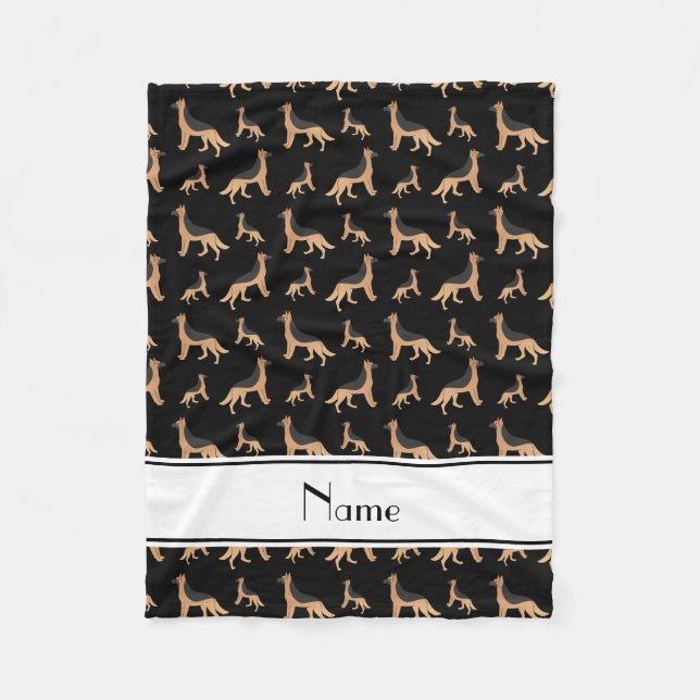 Personalized name black German Shepherd dogs Fleece Blanket (Front)