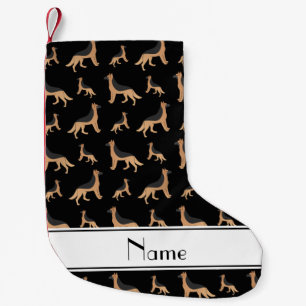 Personalized name black German Shepherd dogs Small Christmas Stocking