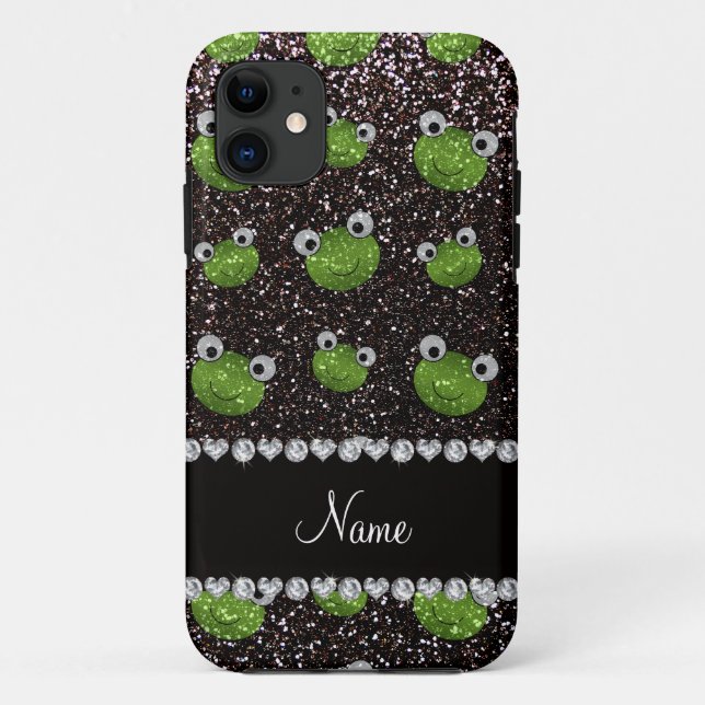 Personalized name black glitter frogs Case-Mate iPhone case (Back)