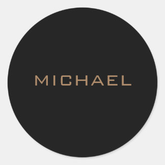Personalized Name Black Gold Classic Round Sticker