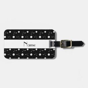 Personalized name black golf balls luggage tag
