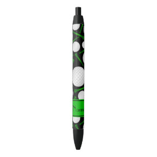 Personalized name black golf balls tees black ink pen