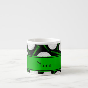 Personalized name black golf balls tees espresso cup