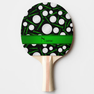 Personalized name black golf balls tees ping pong paddle