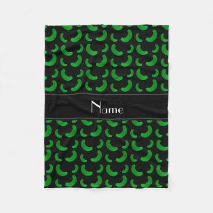 Personalized name black green pickles fleece blanket