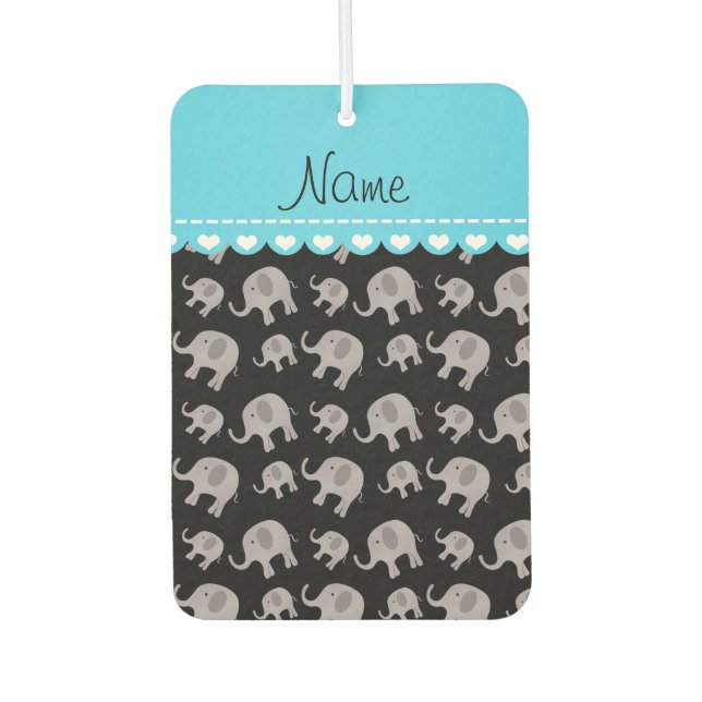 Personalized name black grey elephants air freshener (Front)
