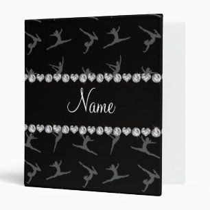 Personalized name black gymnastics pattern binder