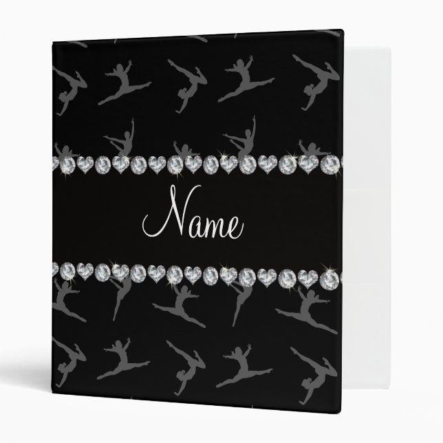Personalized name black gymnastics pattern binder (Front/Inside)