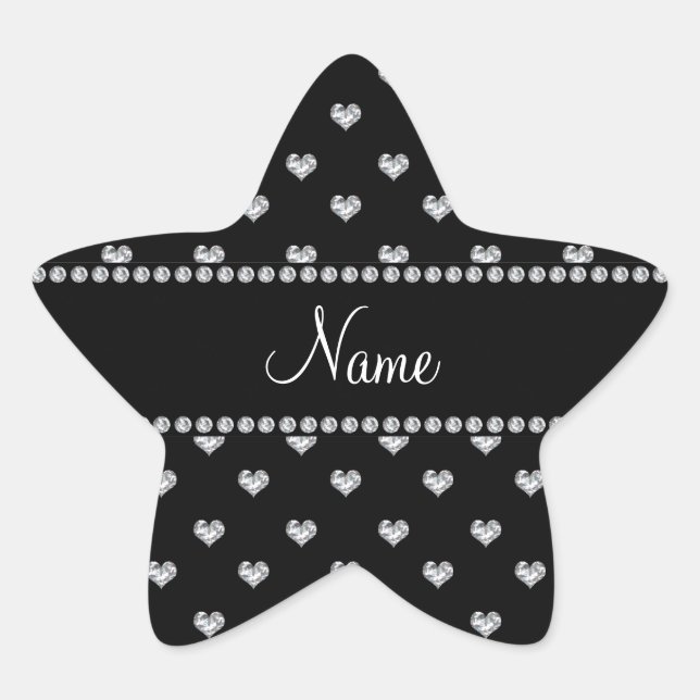 Personalized name black heart diamonds star sticker (Front)