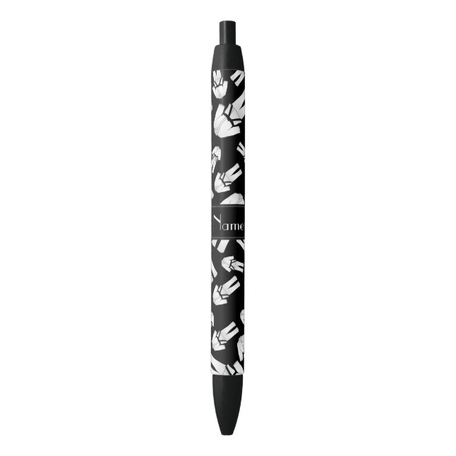 Personalized name black karate pattern black ink pen (Front Vertical)