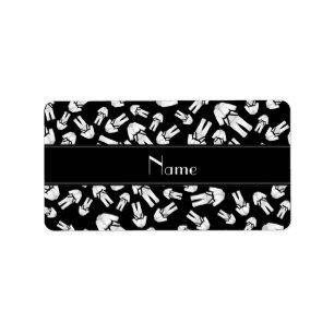 Personalized name black karate pattern label