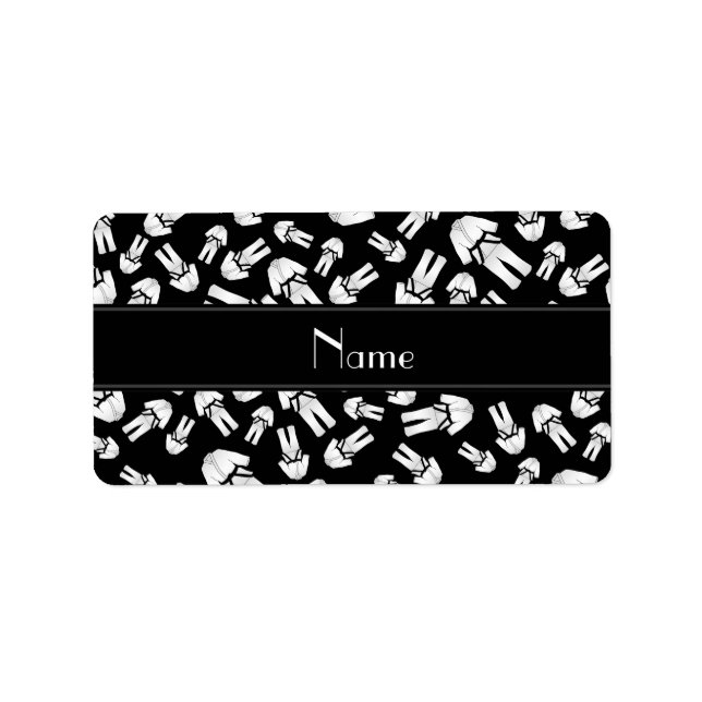 Personalized name black karate pattern label (Front)