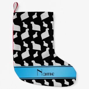 Personalized name black Komondor dogs Small Christmas Stocking