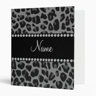 Personalized name black leopard pattern binder