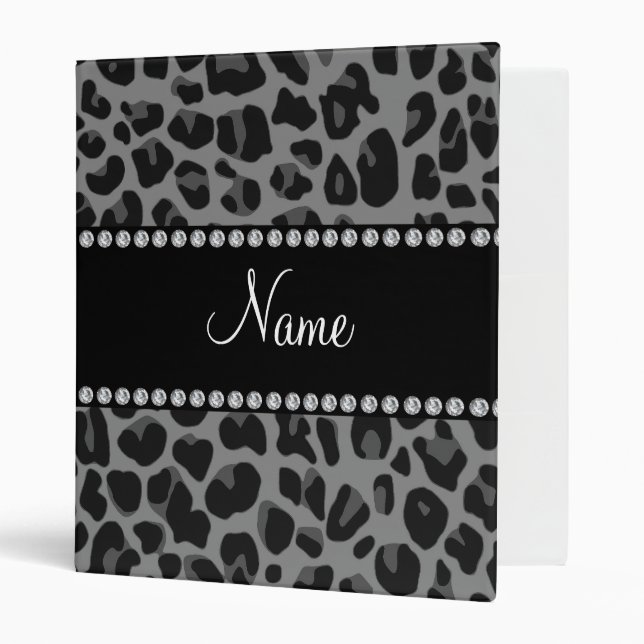 Personalized name black leopard pattern binder (Front/Inside)