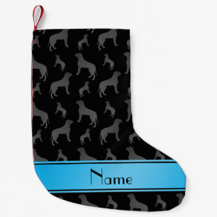 Personalized name black Mastiff dogs Small Christmas Stocking