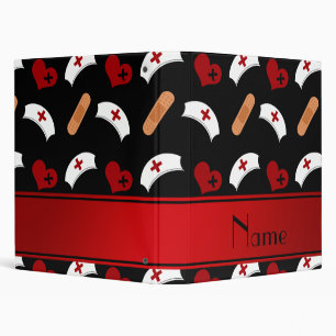 Personalized name black nurse pattern binder