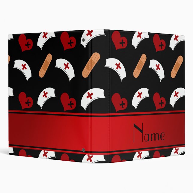 Personalized name black nurse pattern binder (Background)