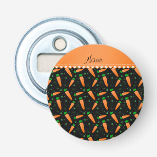 Personalized name black orange carrots bottle opener