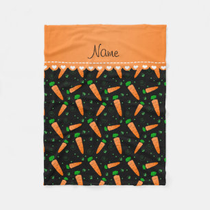 Personalized name black orange carrots fleece blanket