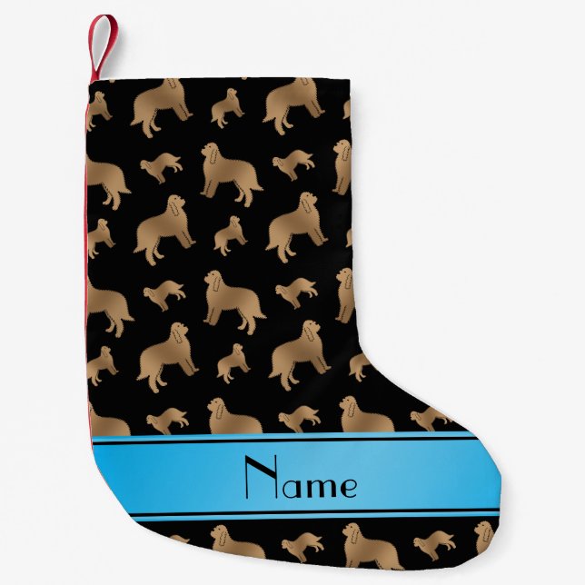 Personalized name black Otterhound dogs Small Christmas Stocking (Front)
