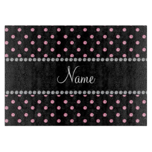 Personalized name Black pink diamonds Cutting Board