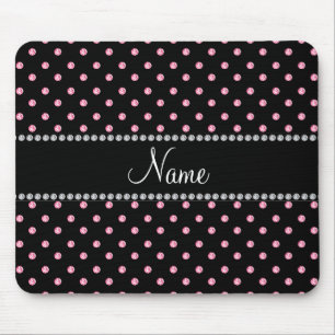 Personalized name Black pink diamonds Mouse Pad