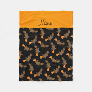 Personalized name black platypus pattern fleece blanket