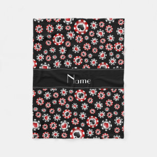 Personalized name black poker chips fleece blanket