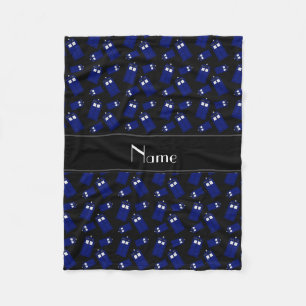 Personalized name black police box fleece blanket