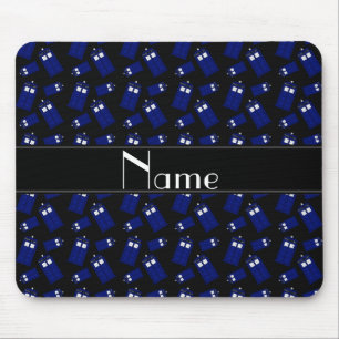 Personalized name black police box mouse pad