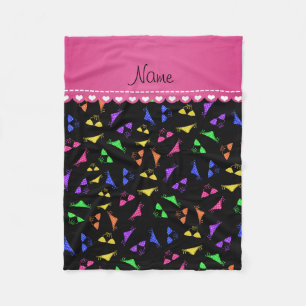 Personalized name black rainbow bikinis fleece blanket